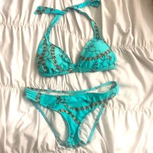 Surfside Tiffany Blue chain design bikini